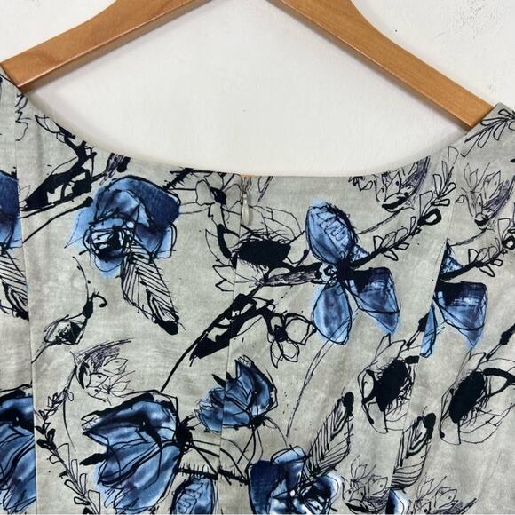 LAVIA 18 Gray Blue Floral Print Scoop Neck Dress Size M - Picture 6 of 12